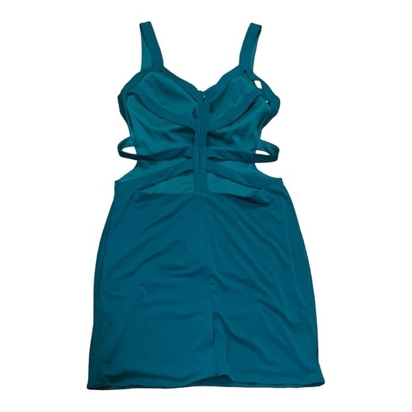 NWOT Alyce Paris Deep Green Open Cut-Out Back Cage Bodycon Dress - Size 10 - Picture 3 of 8